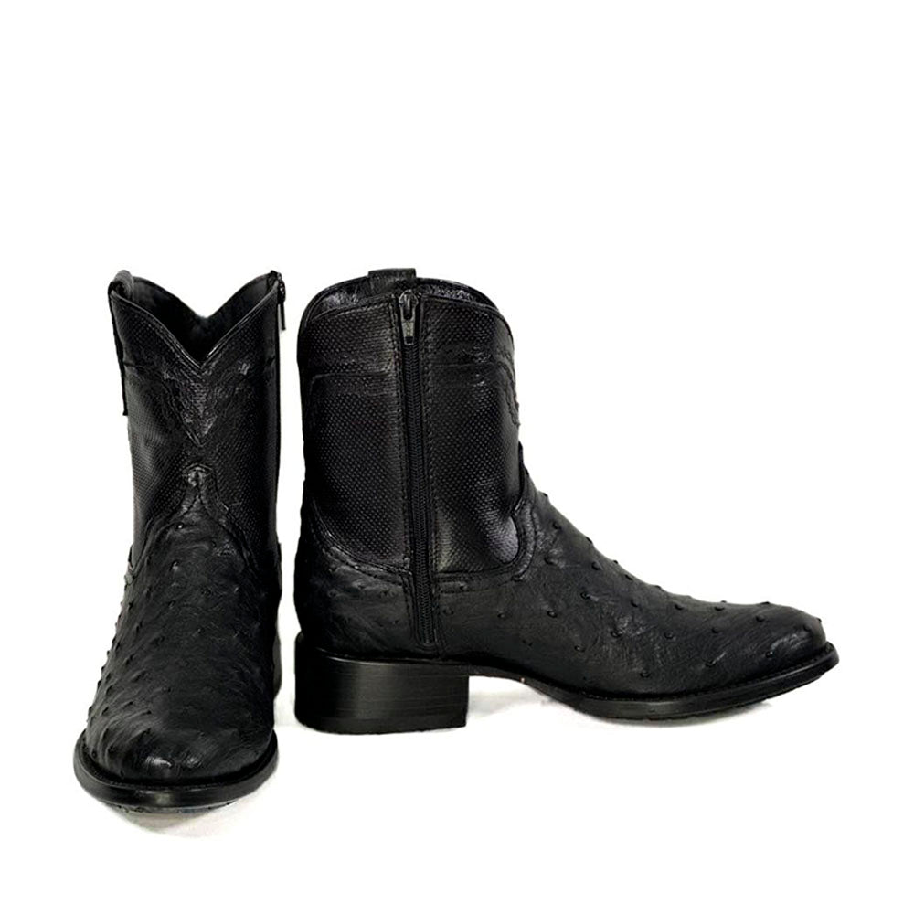 Black Dust Rider Booties — side view of handmade western boots