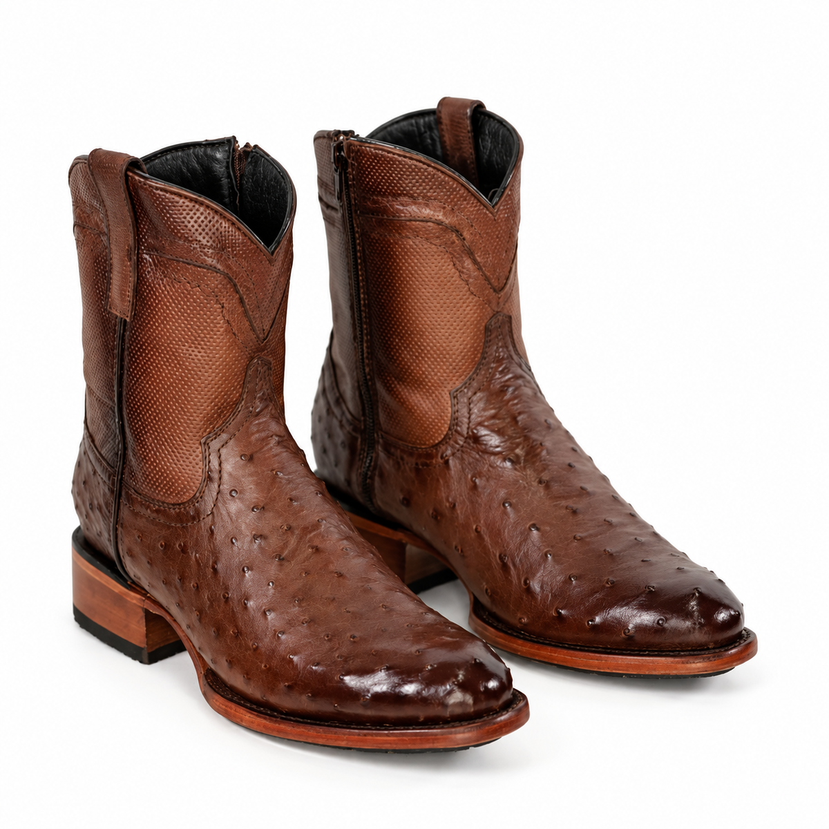 The Detmold — Ostrich Round Toe Men's Cowboy Boot, detail view