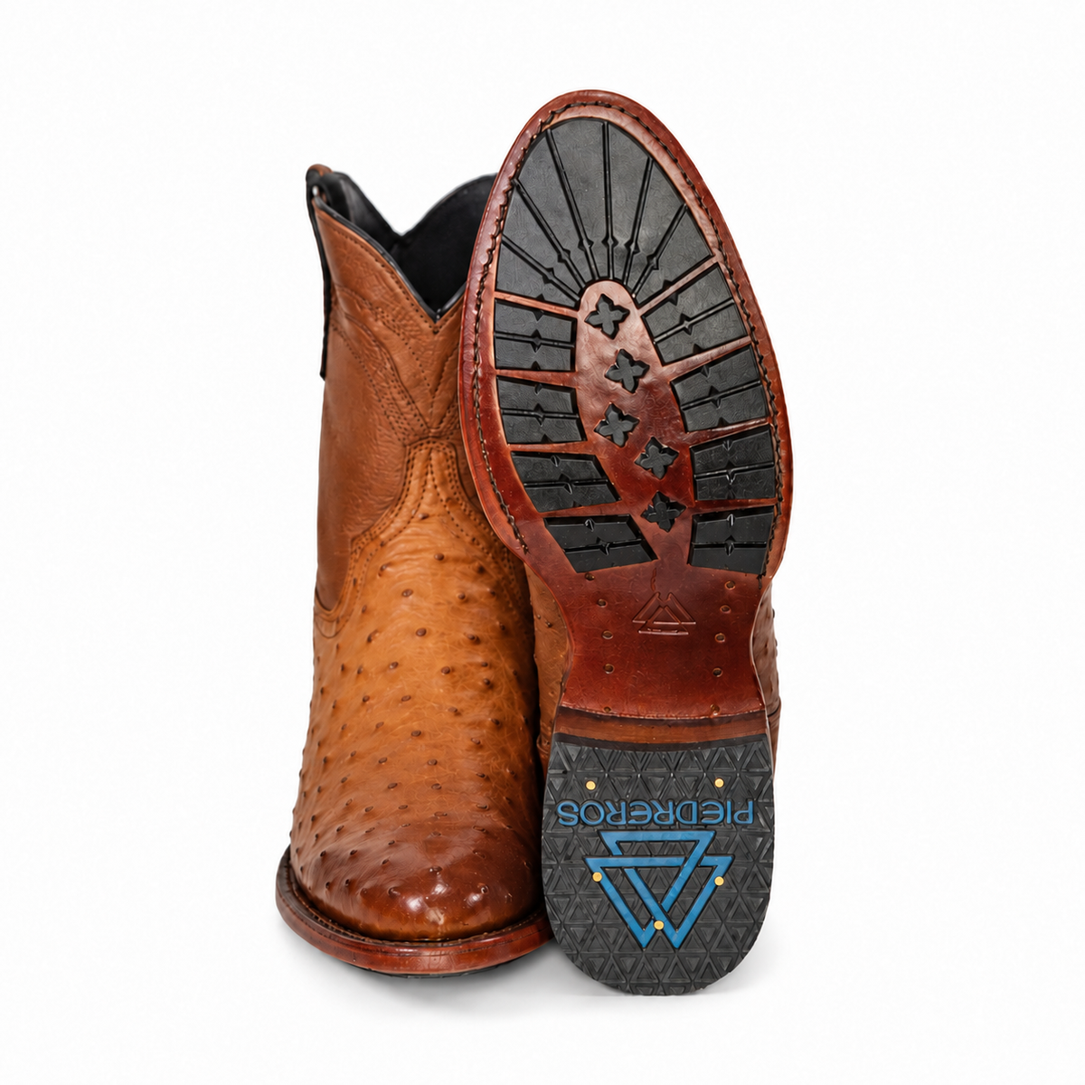 The Detmold — Ostrich Round Toe Men's Cowboy Boot, angled view