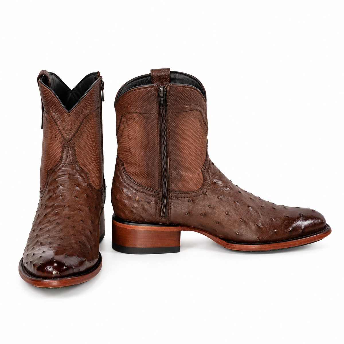 The Detmold — Ostrich Round Toe Men's Cowboy Boot, side view