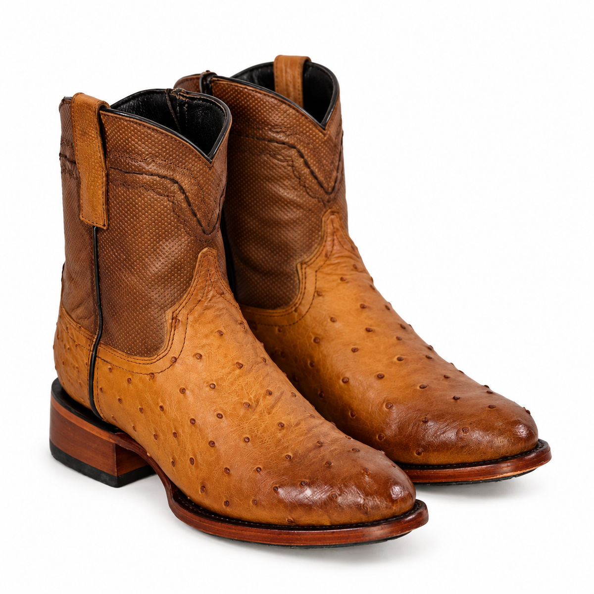 The Detmold — Ostrich Round Toe Men's Cowboy Boot, side view
