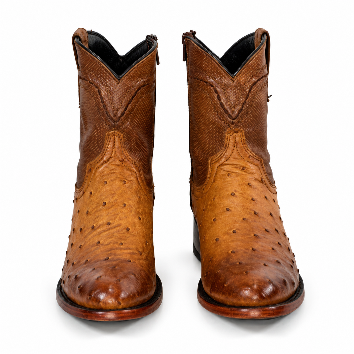 The Detmold — Ostrich Round Toe Men's Cowboy Boot, detail view