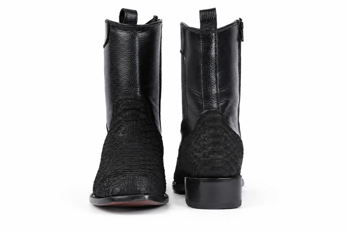 The Marfa Python Nobuck Zip Roper - Black