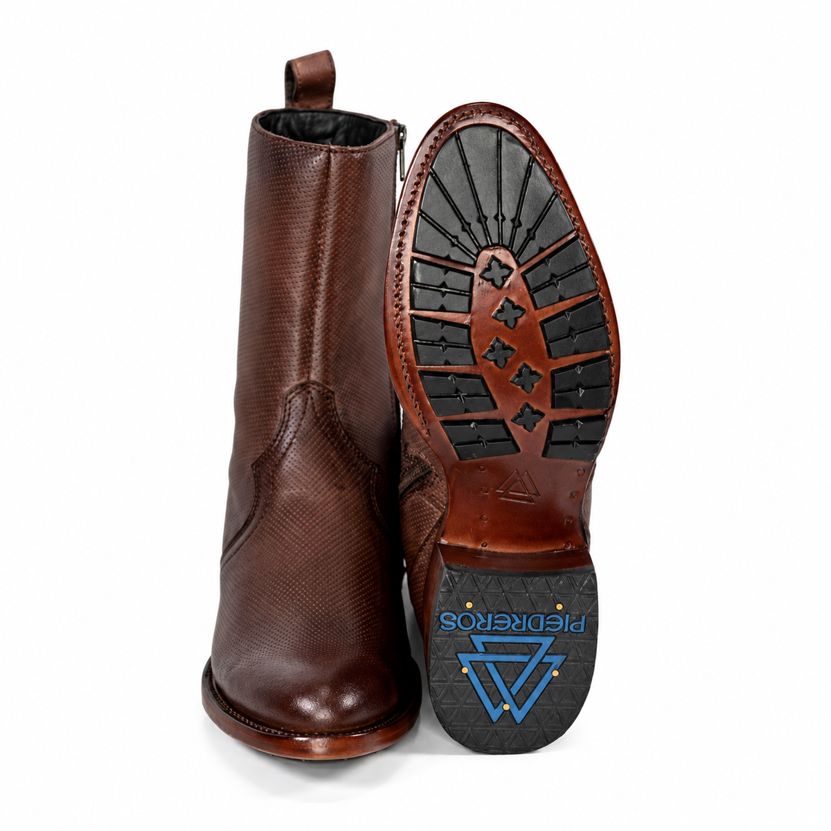 The Moody — Leather Round Toe Men's Cowboy Boot, detail view