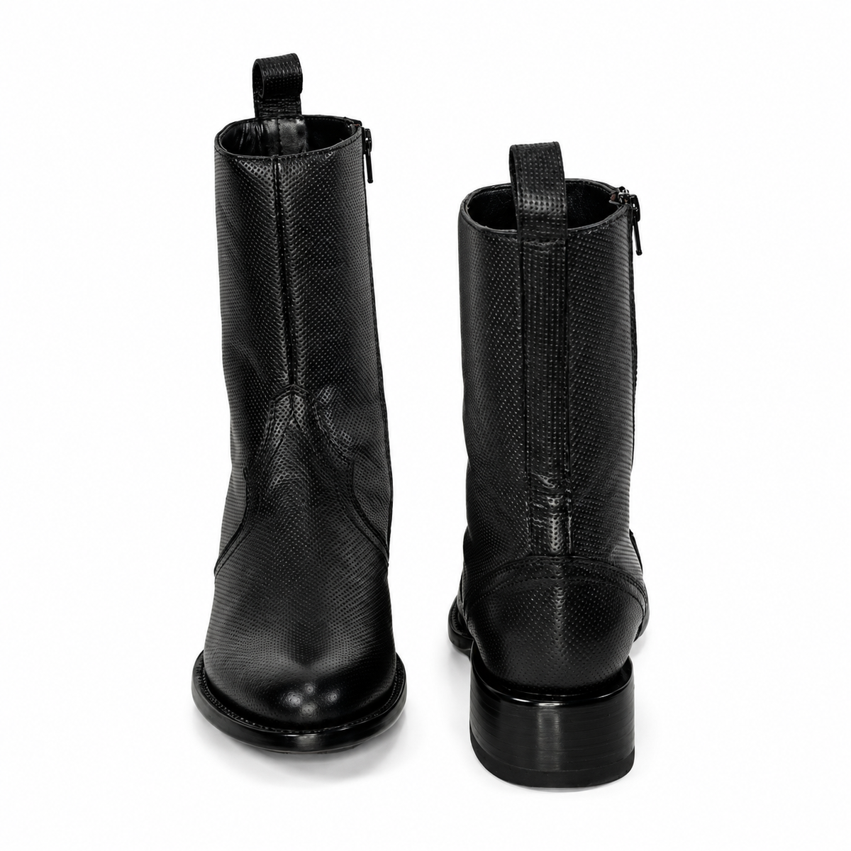 The Moody — Leather Round Toe Men's Cowboy Boot, front and side view