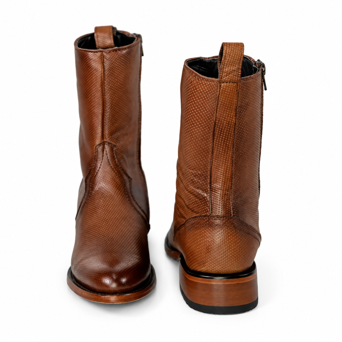 The Moody — Leather Round Toe Men's Cowboy Boot, angled view