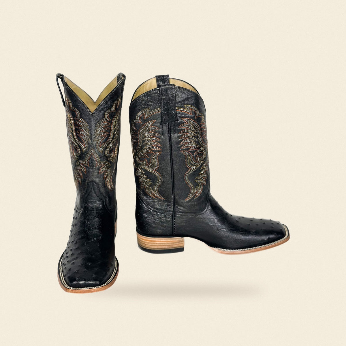 The Goliad — Leather Square Toe Men's Cowboy Boot, front and side view