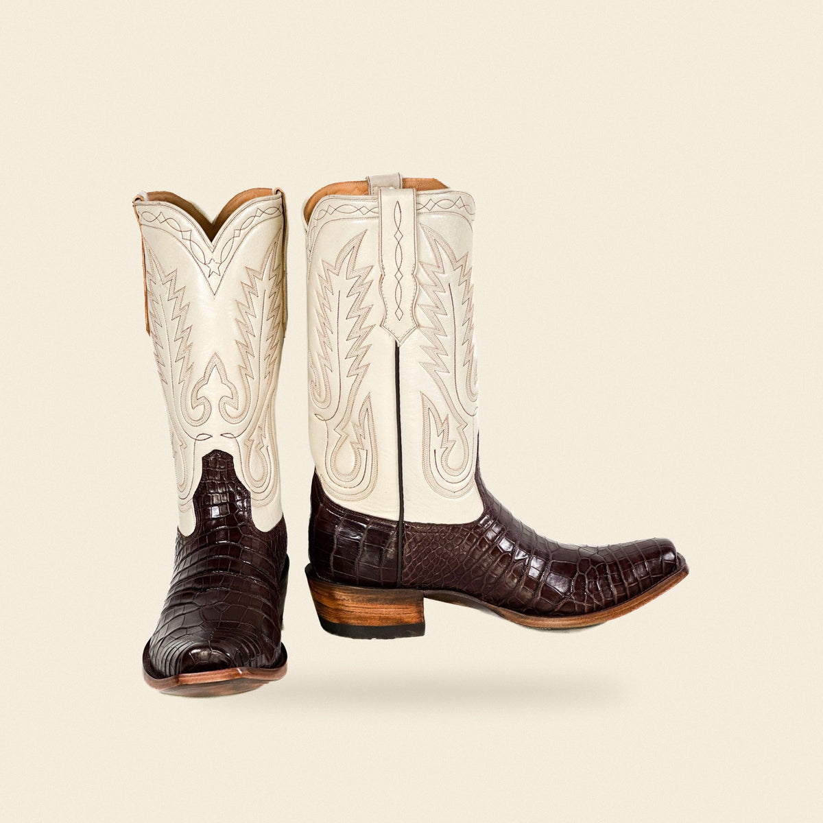 The Llano — Alligator Men's Cowboy Boot, front and side view
