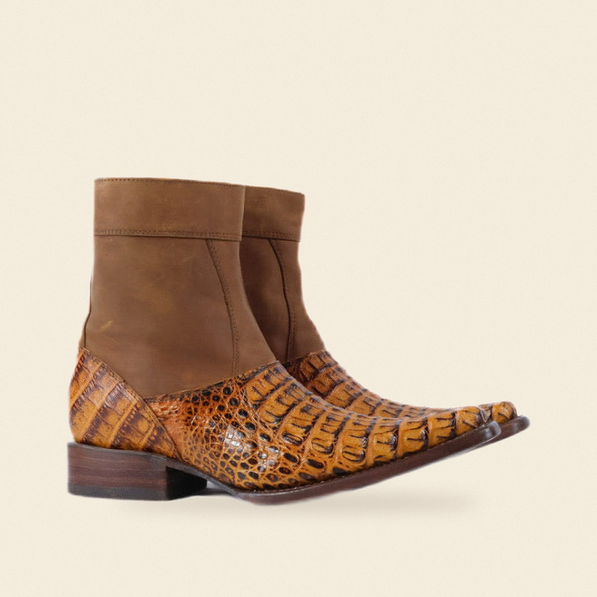 The Orchard — Leather Square Toe Men's Cowboy Boot, front and side view