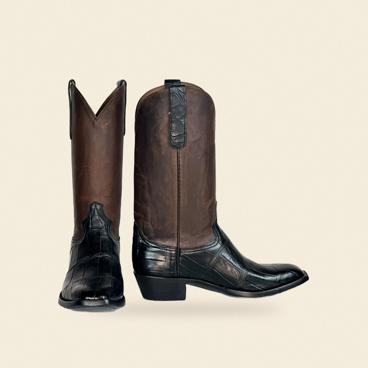 The Briggs — Alligator Men's Cowboy Boot, front and side view