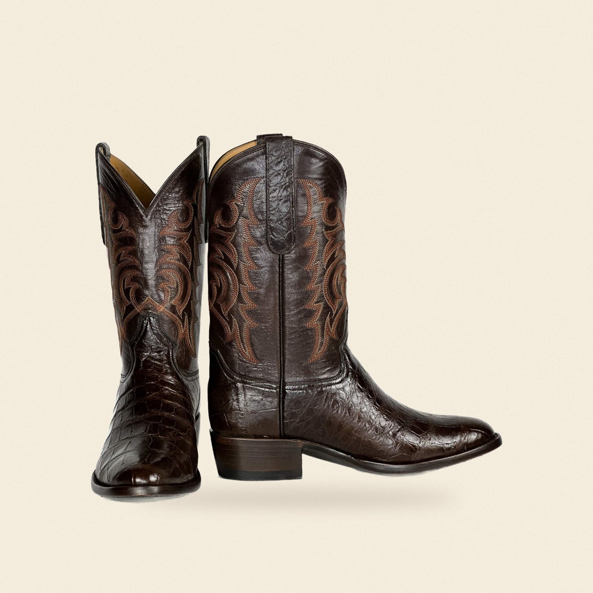 The Caldwell — Alligator Men's Cowboy Boot, front and side view