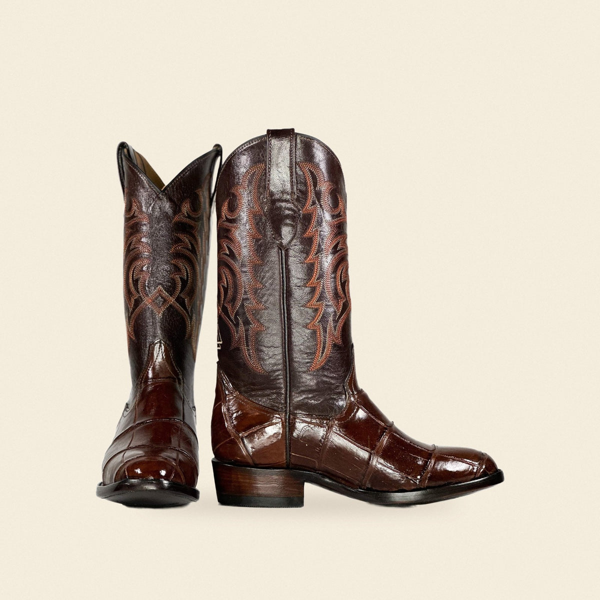 The Granger — Alligator Men's Cowboy Boot, front and side view