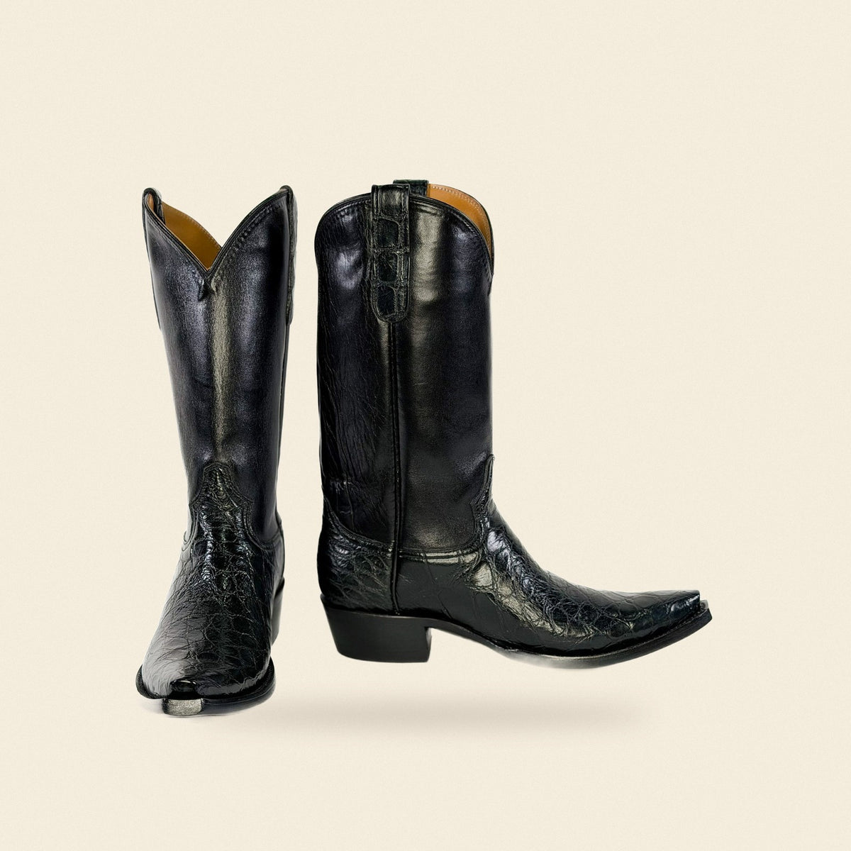 The Burnet — Alligator Men's Cowboy Boot, front and side view