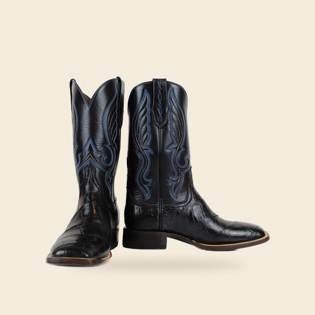 The Bertram — Alligator Men's Cowboy Boot, front and side view