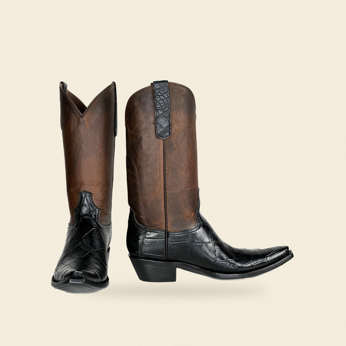 The Briggs — Alligator Men's Cowboy Boot, front and side view