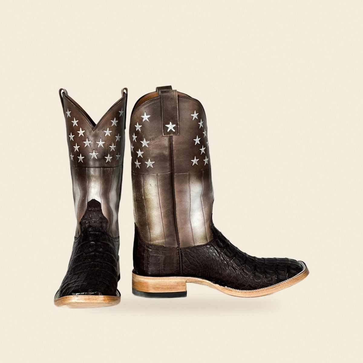 The Teague — Crocodile Men's Cowboy Boot, front and side view