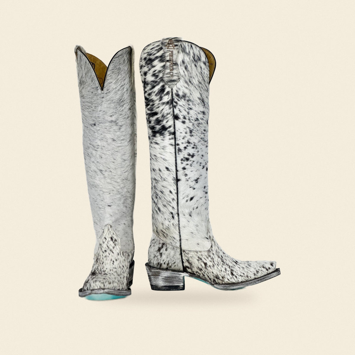 The Emilia — Cowhide Square Toe Women's Cowboy Boot, front and side view