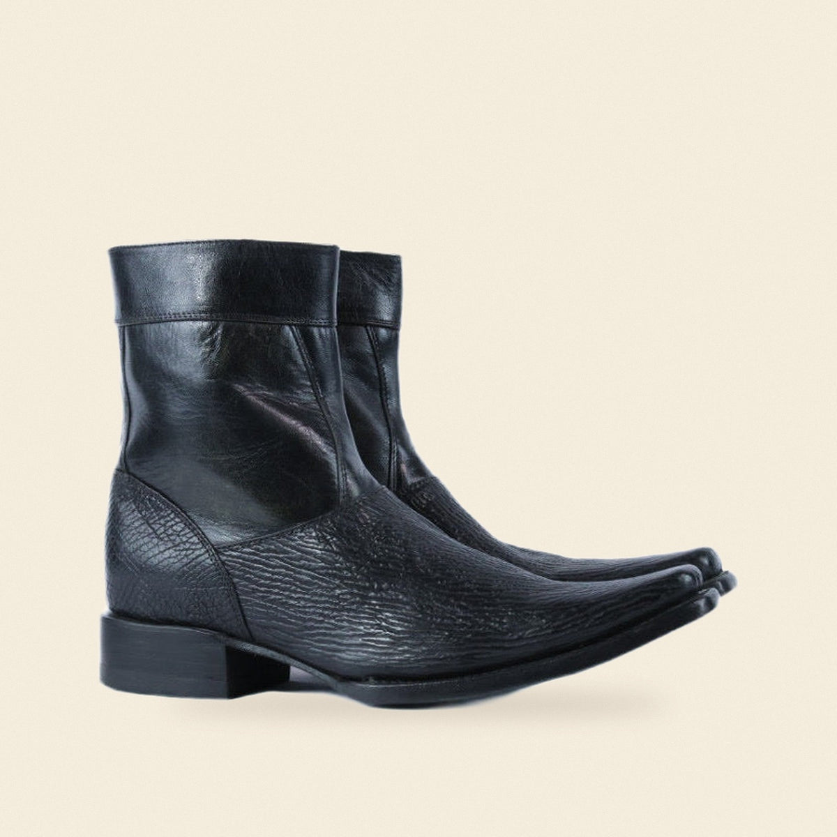 The Moulton — Leather Square Toe Men's Cowboy Boot, front and side view