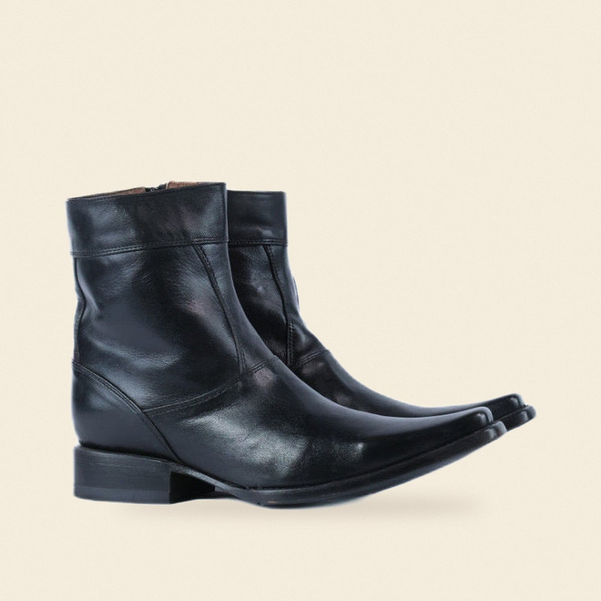 The Telegraph — Leather Square Toe Men's Cowboy Boot, front and side view