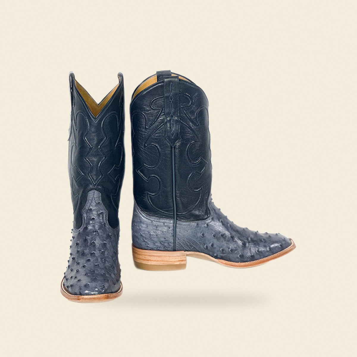 The Keene — Ostrich Square Toe Men's Cowboy Boot, front and side view