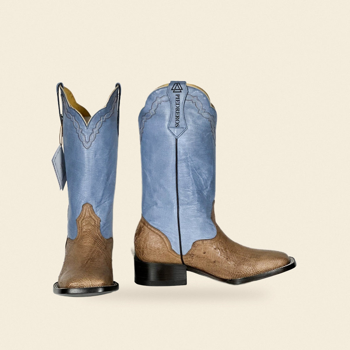 The Hallsville — Ostrich Men's Cowboy Boot, front and side view