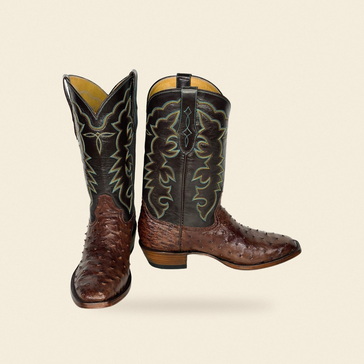 The Stamford — Ostrich Men's Cowboy Boot, front and side view