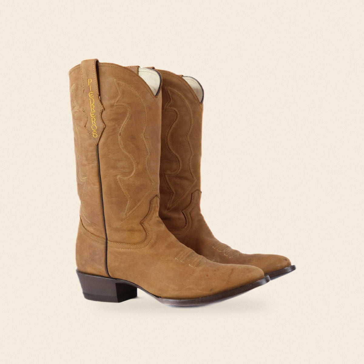 The Milano — Goat Leather Square Toe Men's Cowboy Boot, front and side view
