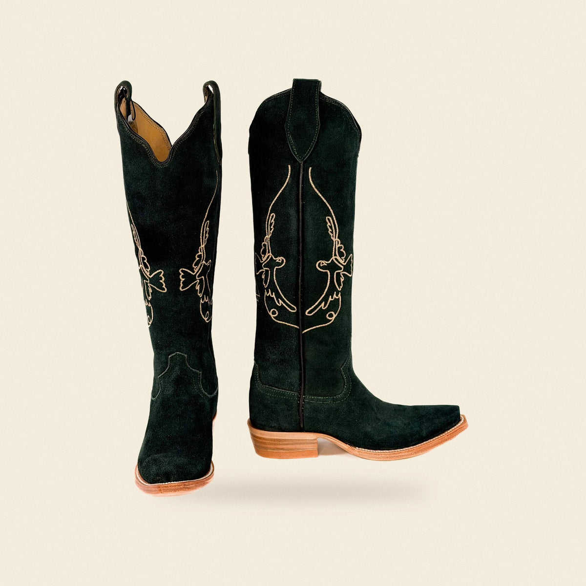 The Ximena — Suede Women's Cowboy Boot, front and side view