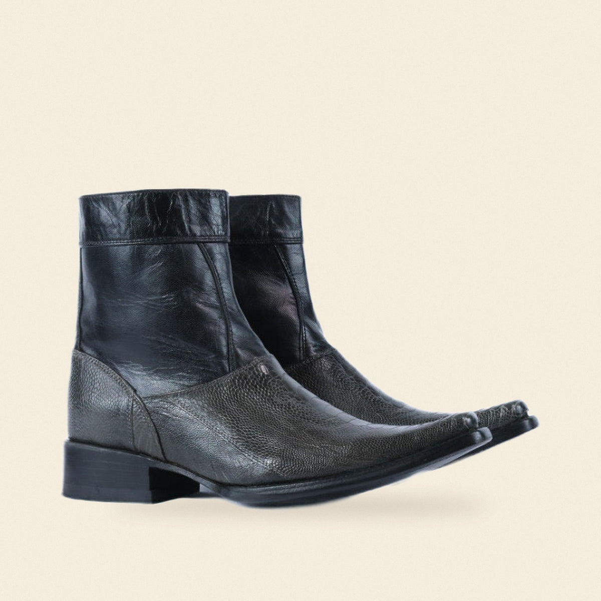 The Bellville — Leather Square Toe Men's Cowboy Boot, front and side view