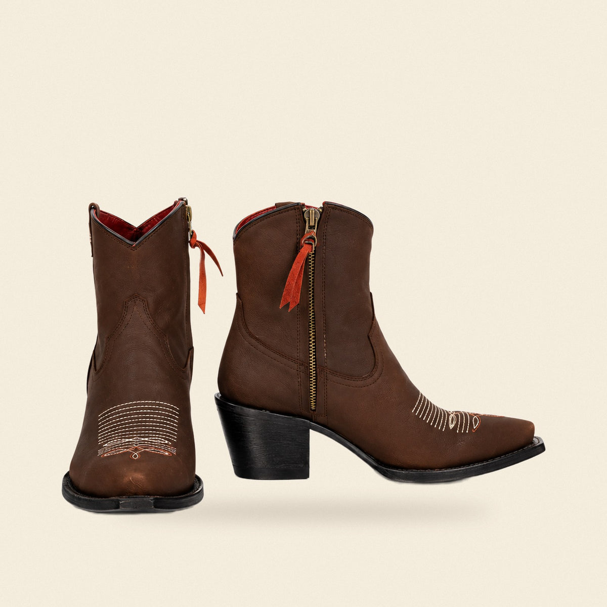 The Cherokee — Leather Snip Toe Women's Cowboy Boot, front and side view