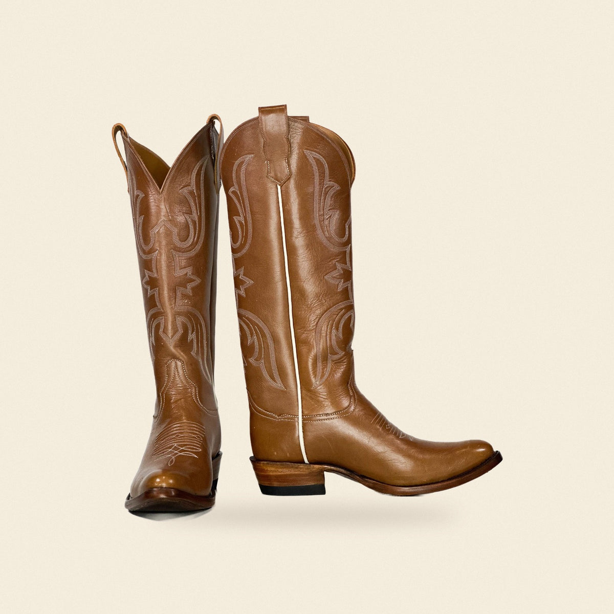 The Soledad — Leather Square Toe Women's Cowboy Boot, front and side view