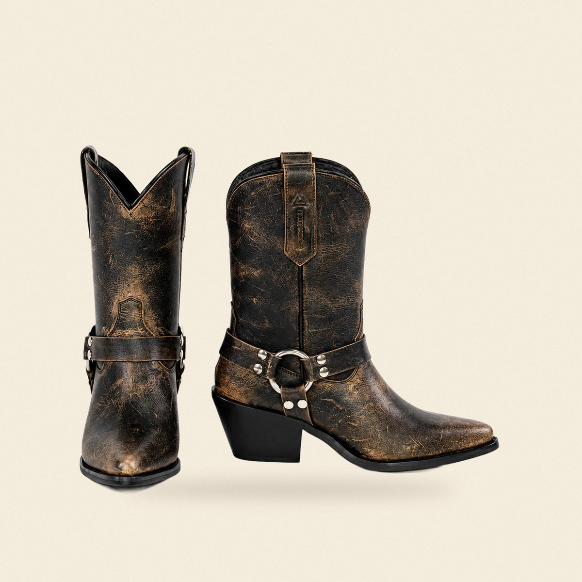 The Alondra — Leather Women's Cowboy Boot, front and side view