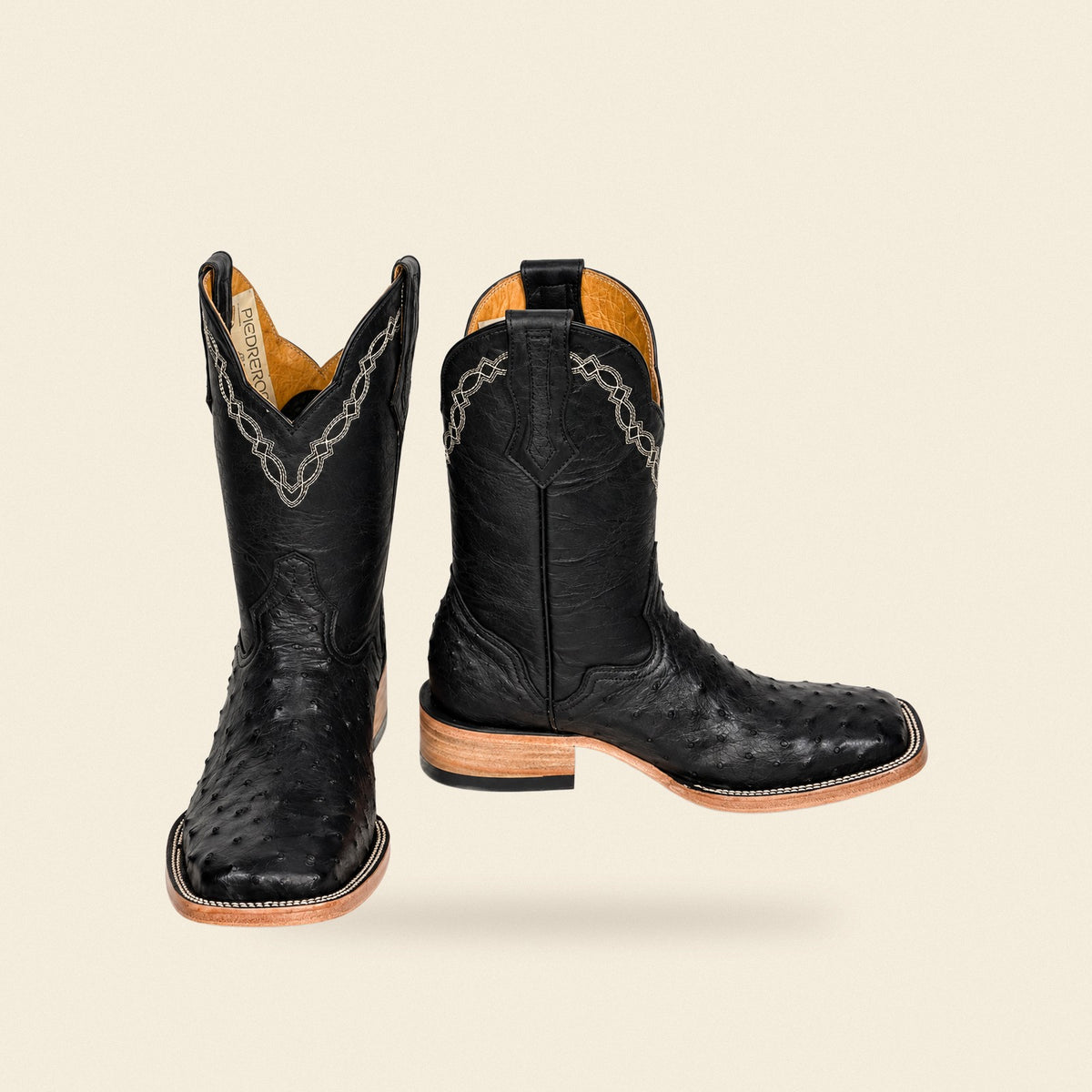 The Mariachi — Leather Square Toe Men's Cowboy Boot, front and side view