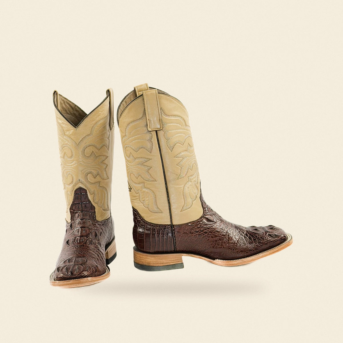 The Comfort — Leather Square Toe Men's Cowboy Boot, front and side view
