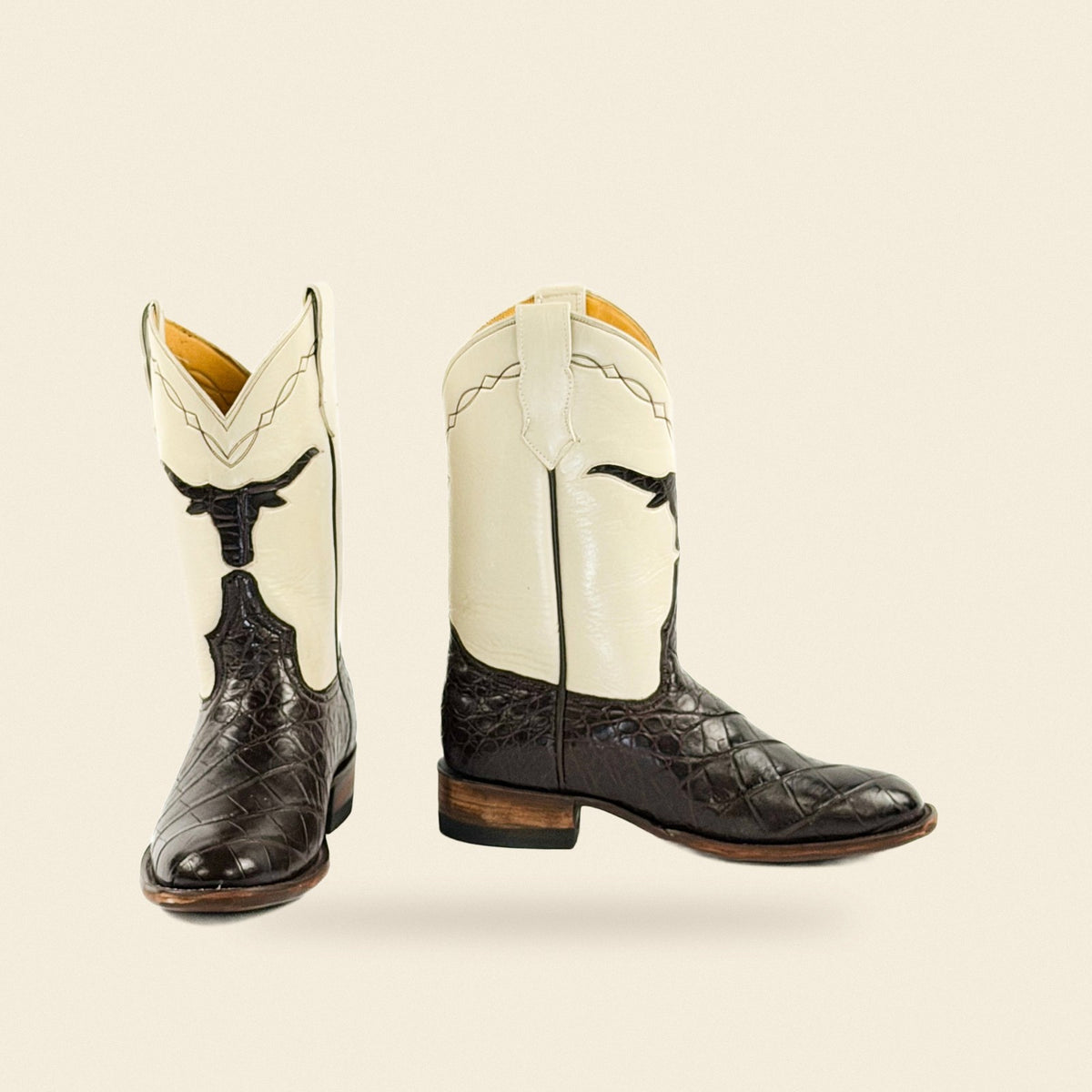 The Burton — Leather Men's Cowboy Boot, front and side view