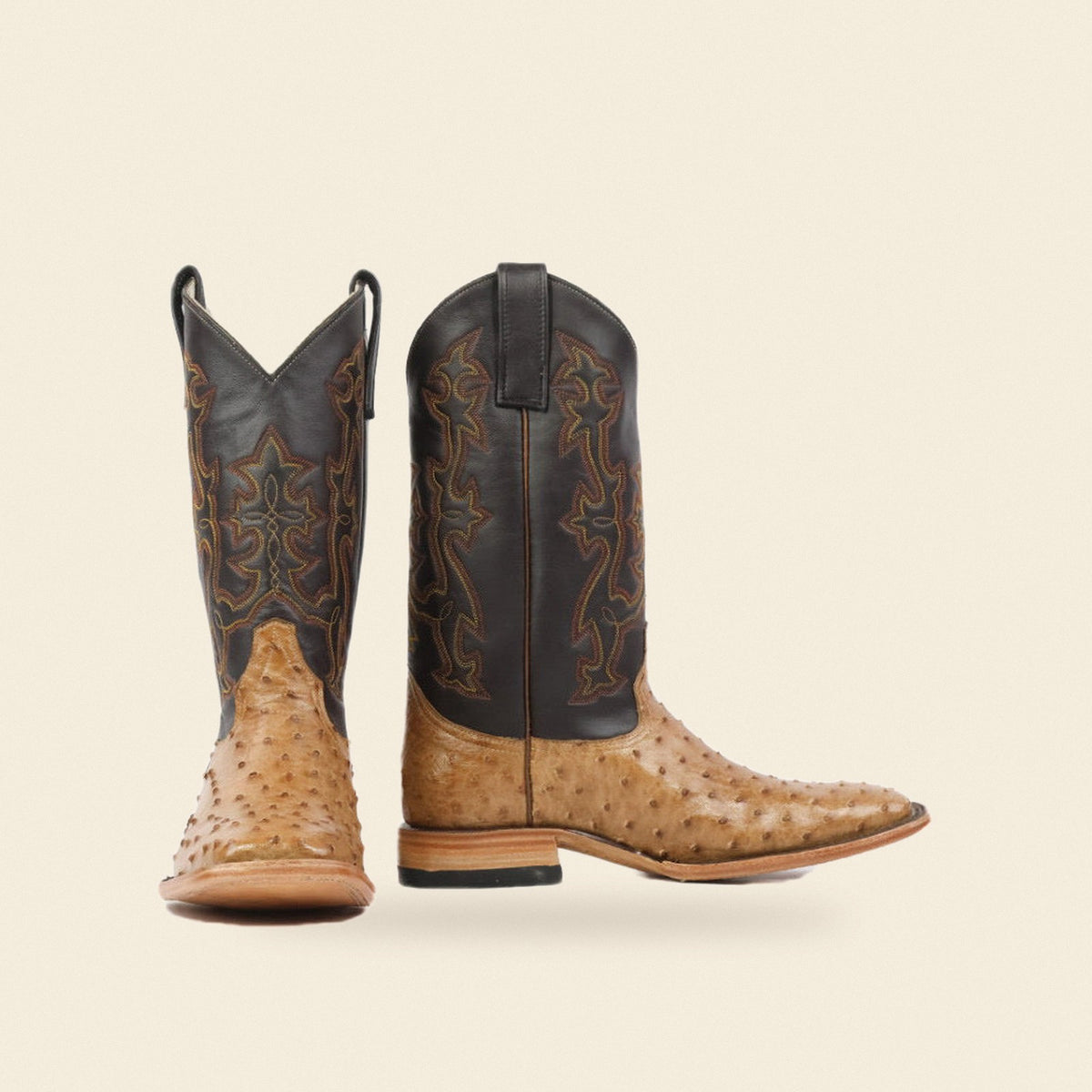 The Huntsville — Leather Men's Cowboy Boot, front and side view