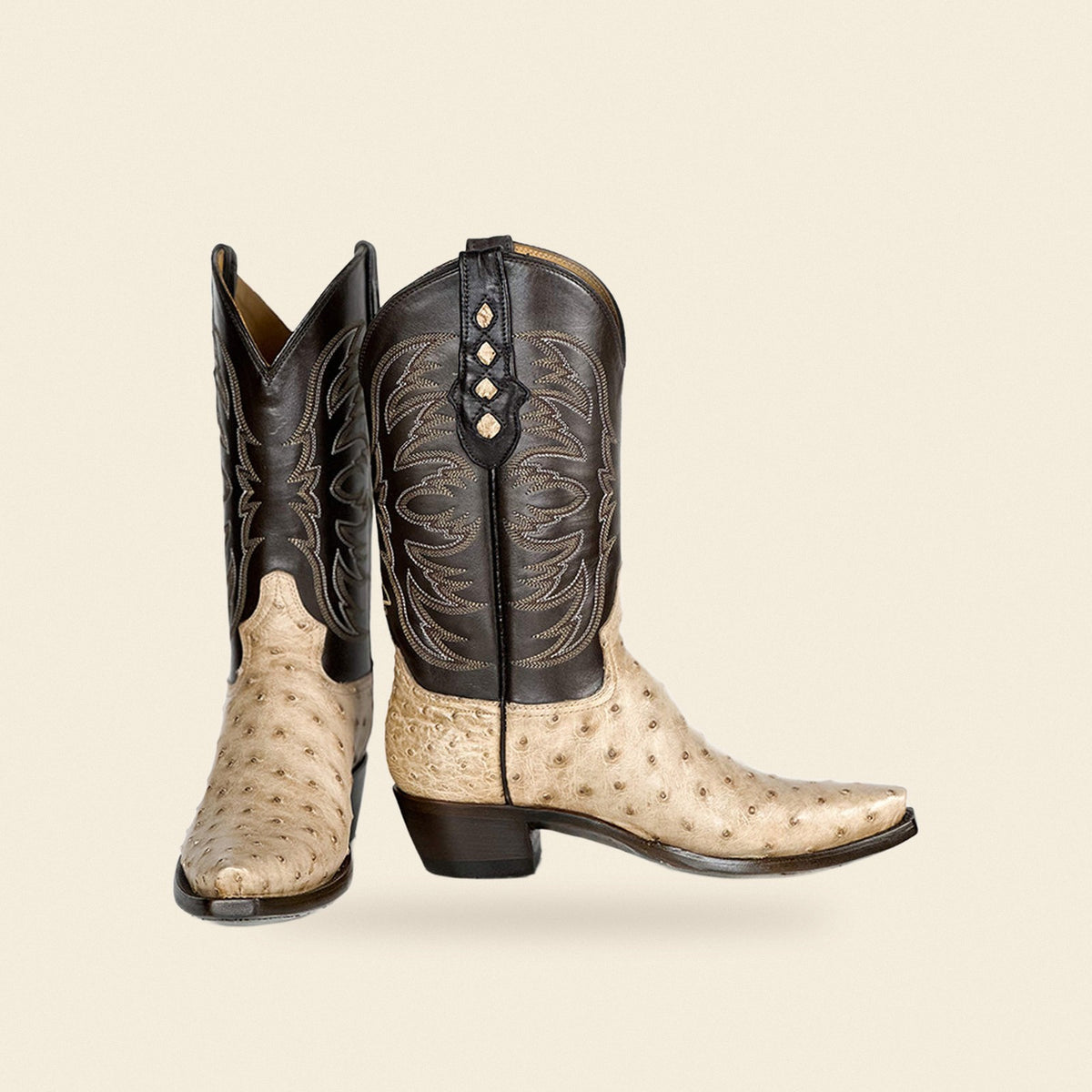 The Gardenia — Ostrich Snip Toe Women's Cowboy Boot, front and side view