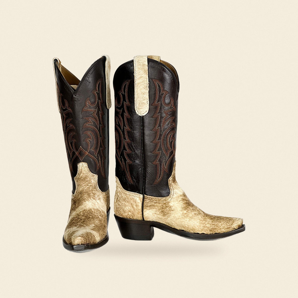 The Valentina — Giraffe Snip Toe Women's Cowboy Boot, front and side view