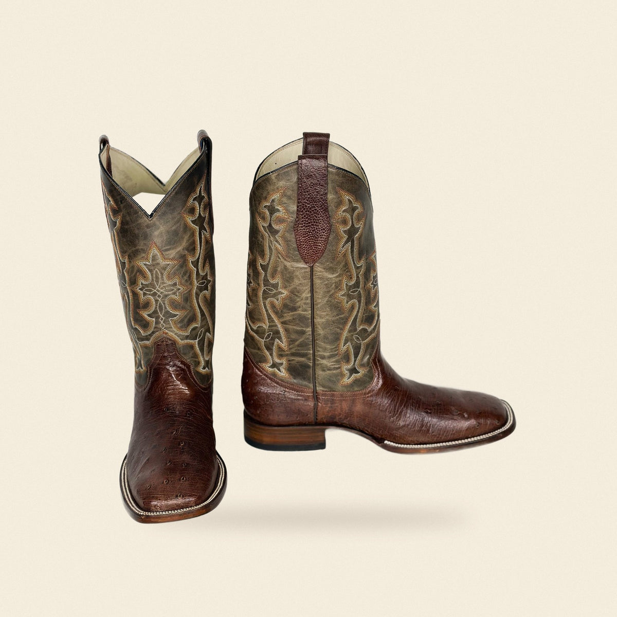 The Graford — Ostrich Square Toe Men's Cowboy Boot, front and side view