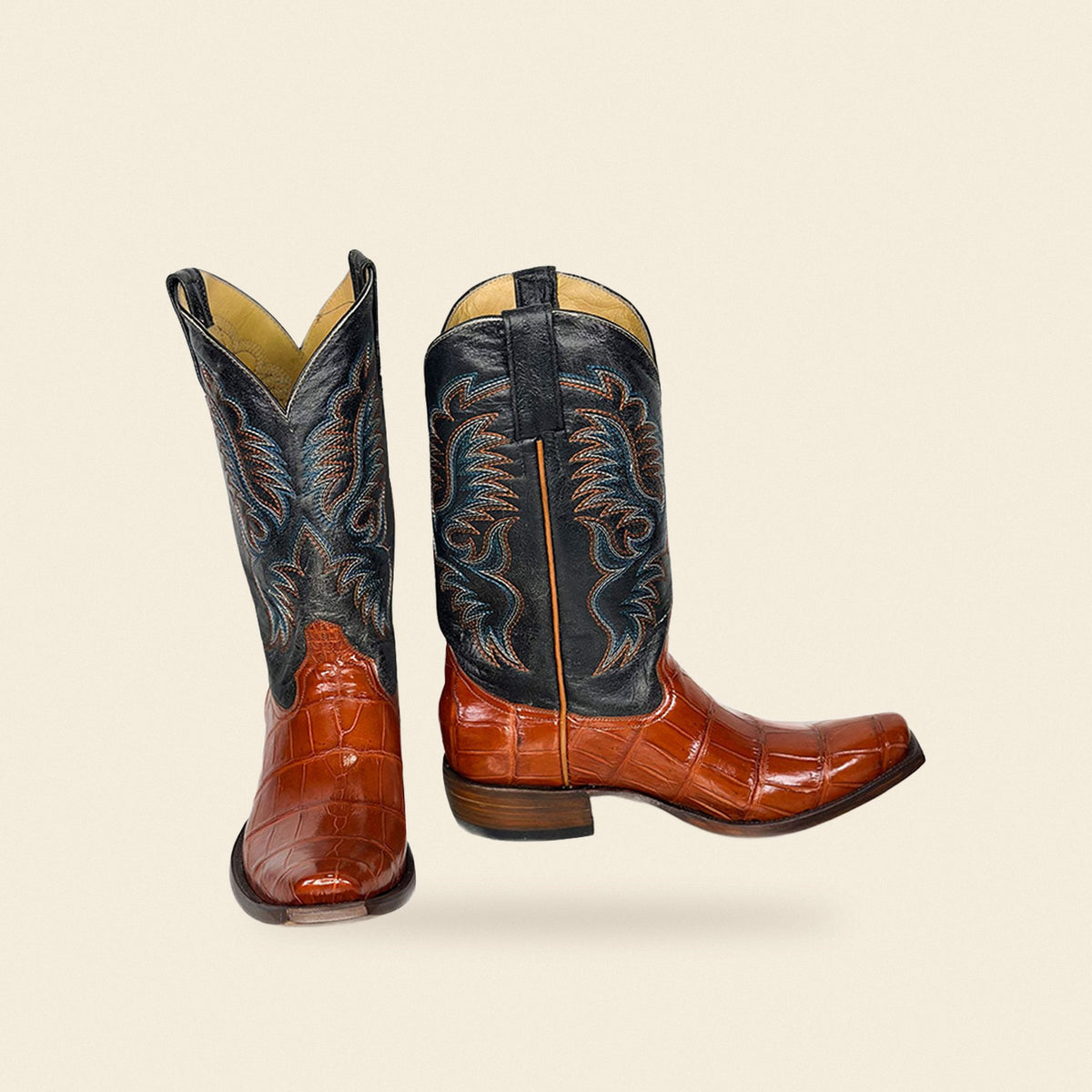The Kilgore — Alligator Men's Cowboy Boot, front and side view