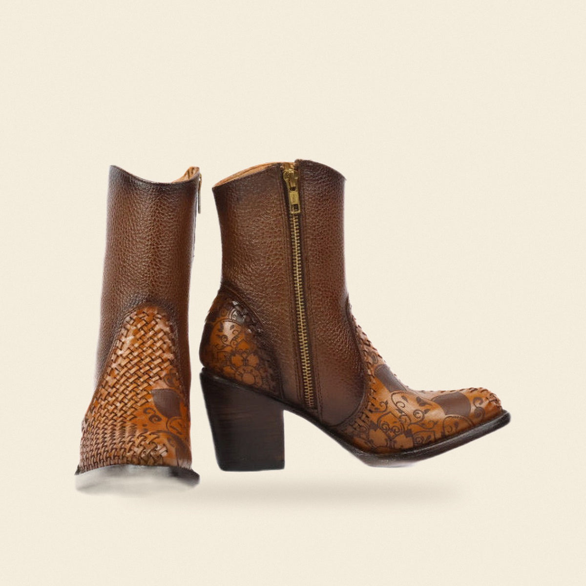 The Delfina — Leather Women's Cowboy Boot, front and side view
