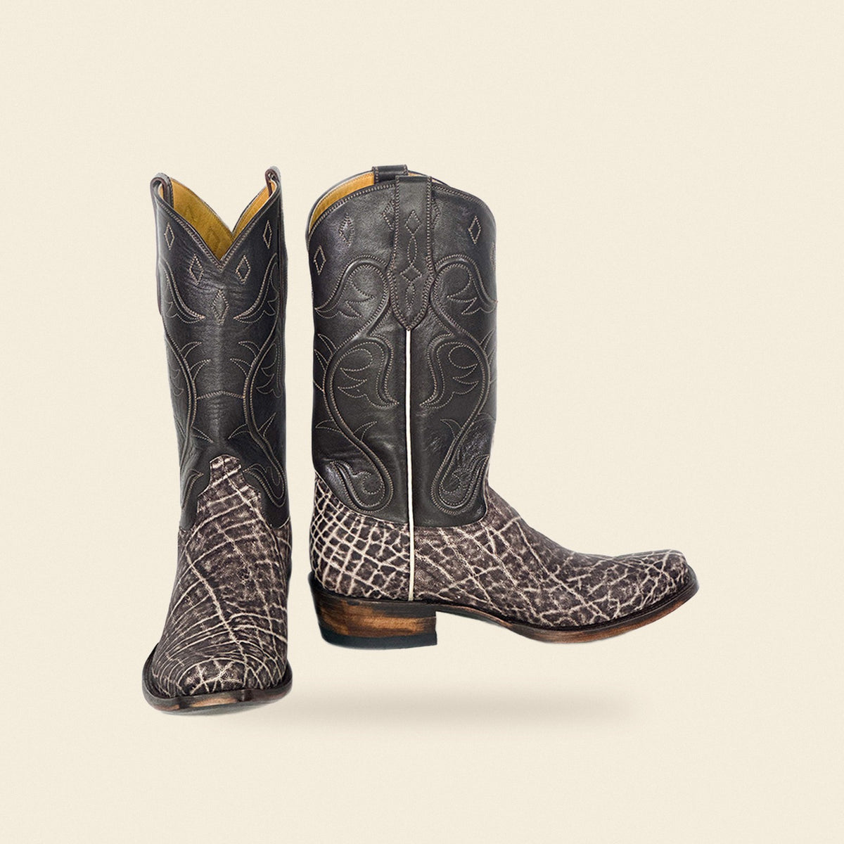 The Iredell — Elephant Square Toe Men's Cowboy Boot, front and side view