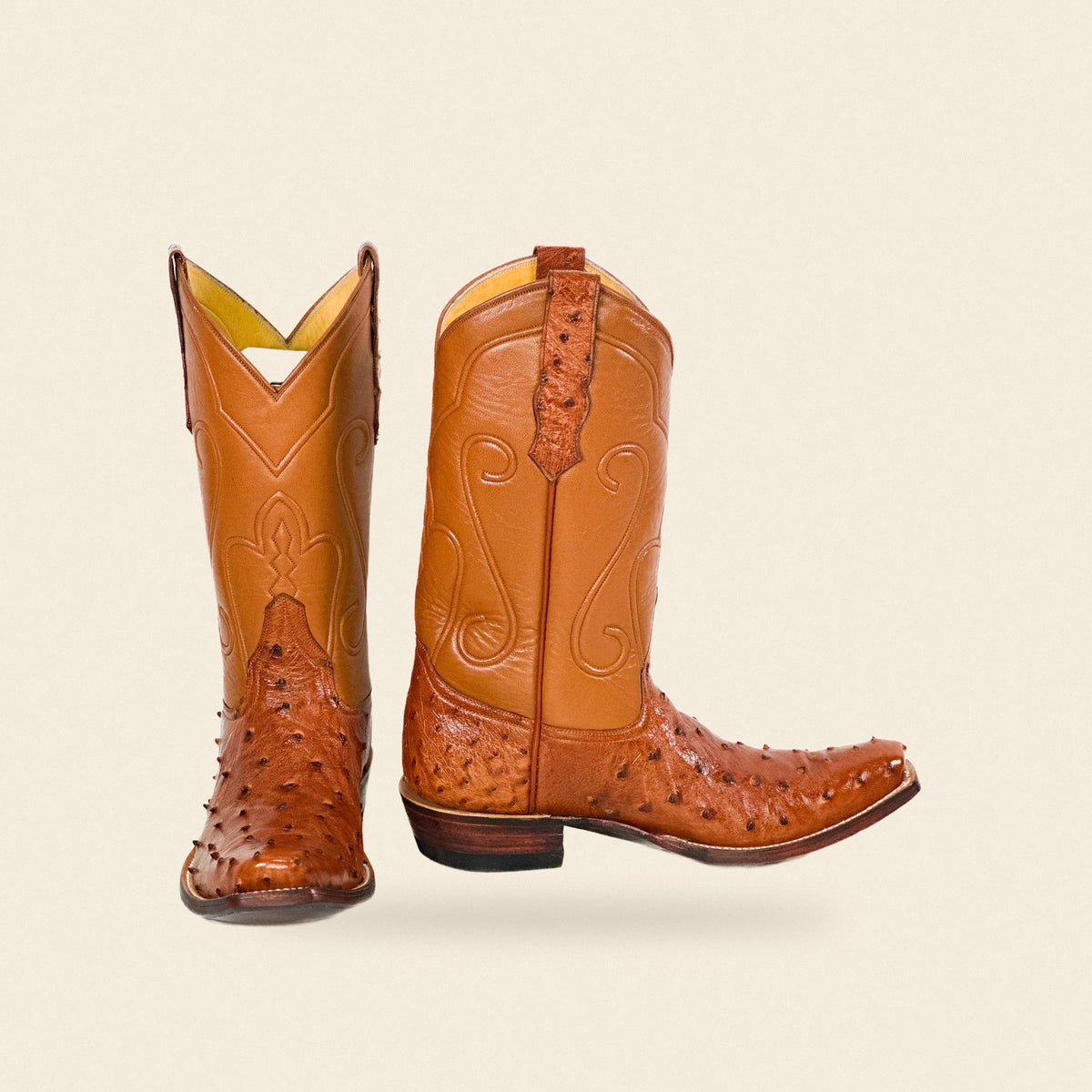 The Pineland — Ostrich Men's Cowboy Boot, front and side view