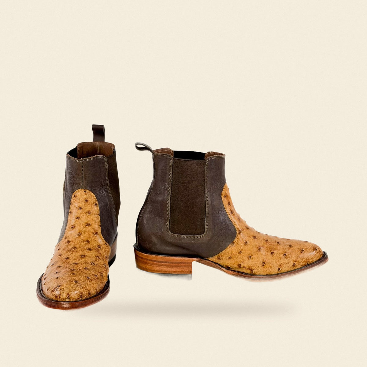 The Denison — Ostrich Men's Cowboy Boot, front and side view