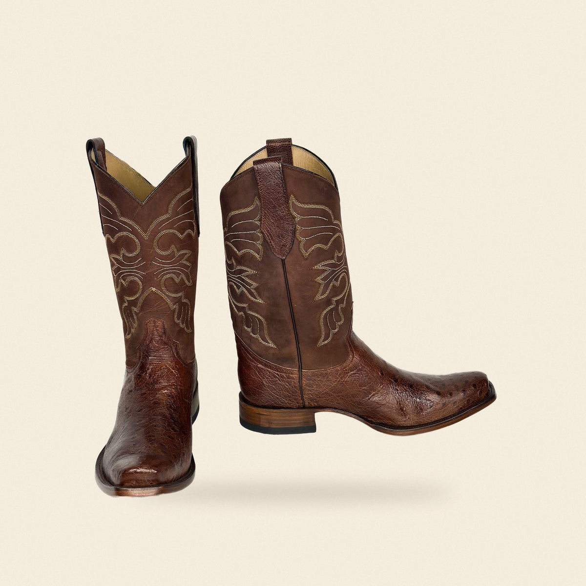 The Alvarado — Ostrich Men's Cowboy Boot, front and side view