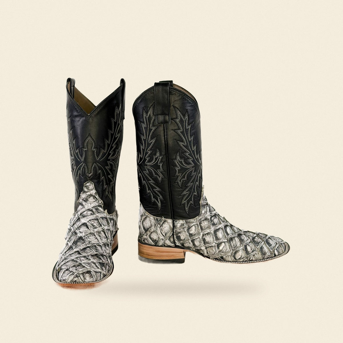 The Lometa — Fish Skin Men's Cowboy Boot, front and side view