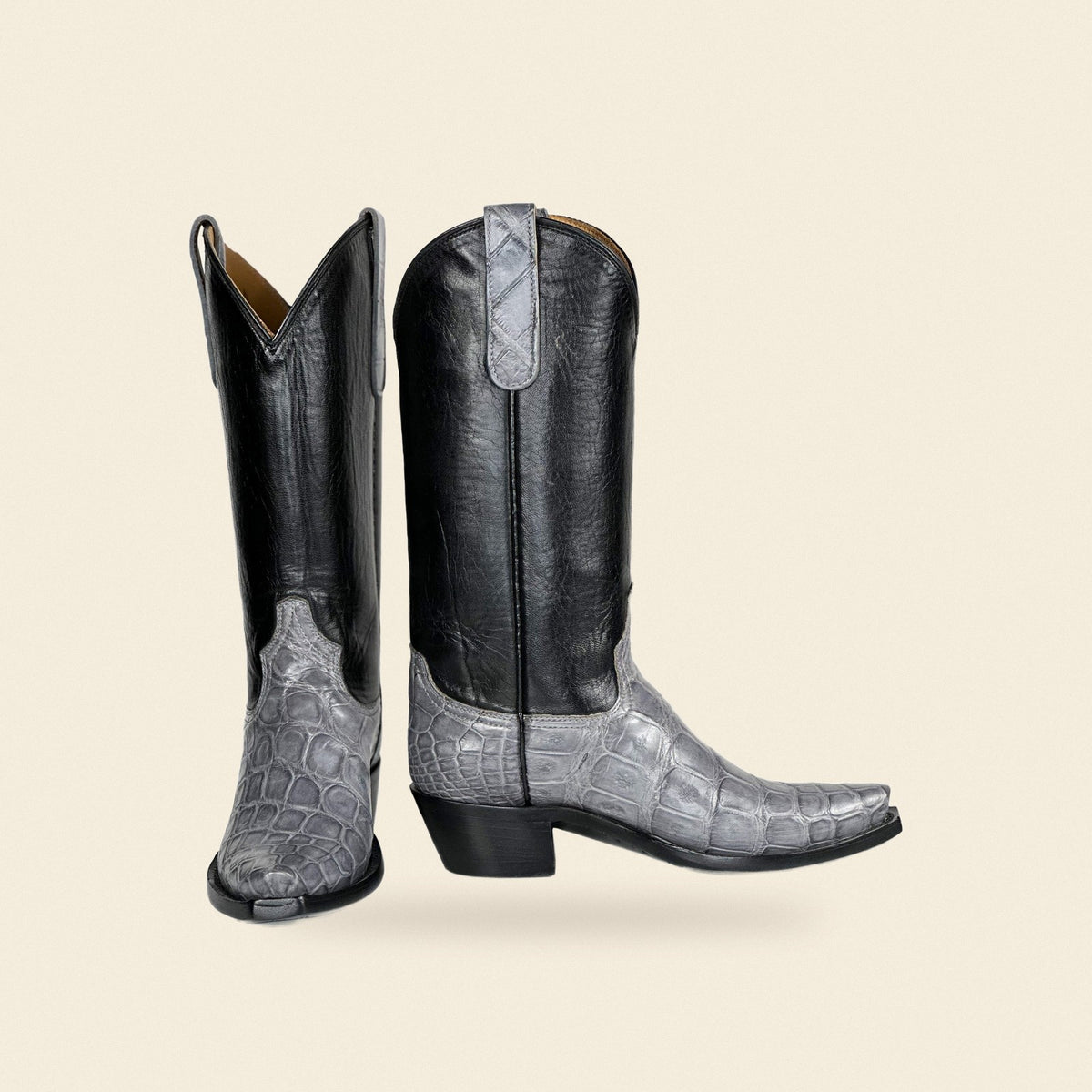 The Driftwood — Alligator Men's Cowboy Boot, front and side view