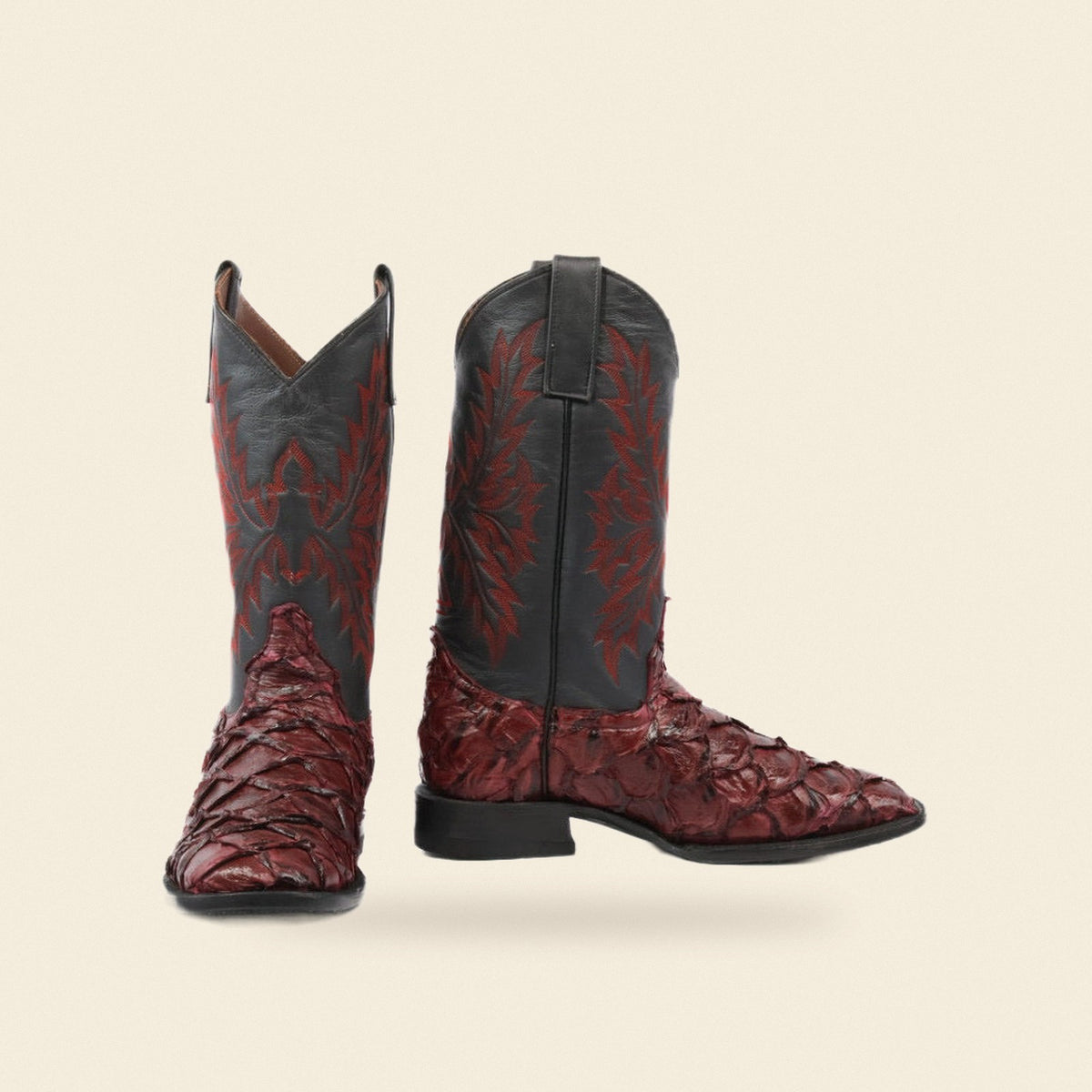 The Lexington — Fish Skin Men's Cowboy Boot, front and side view