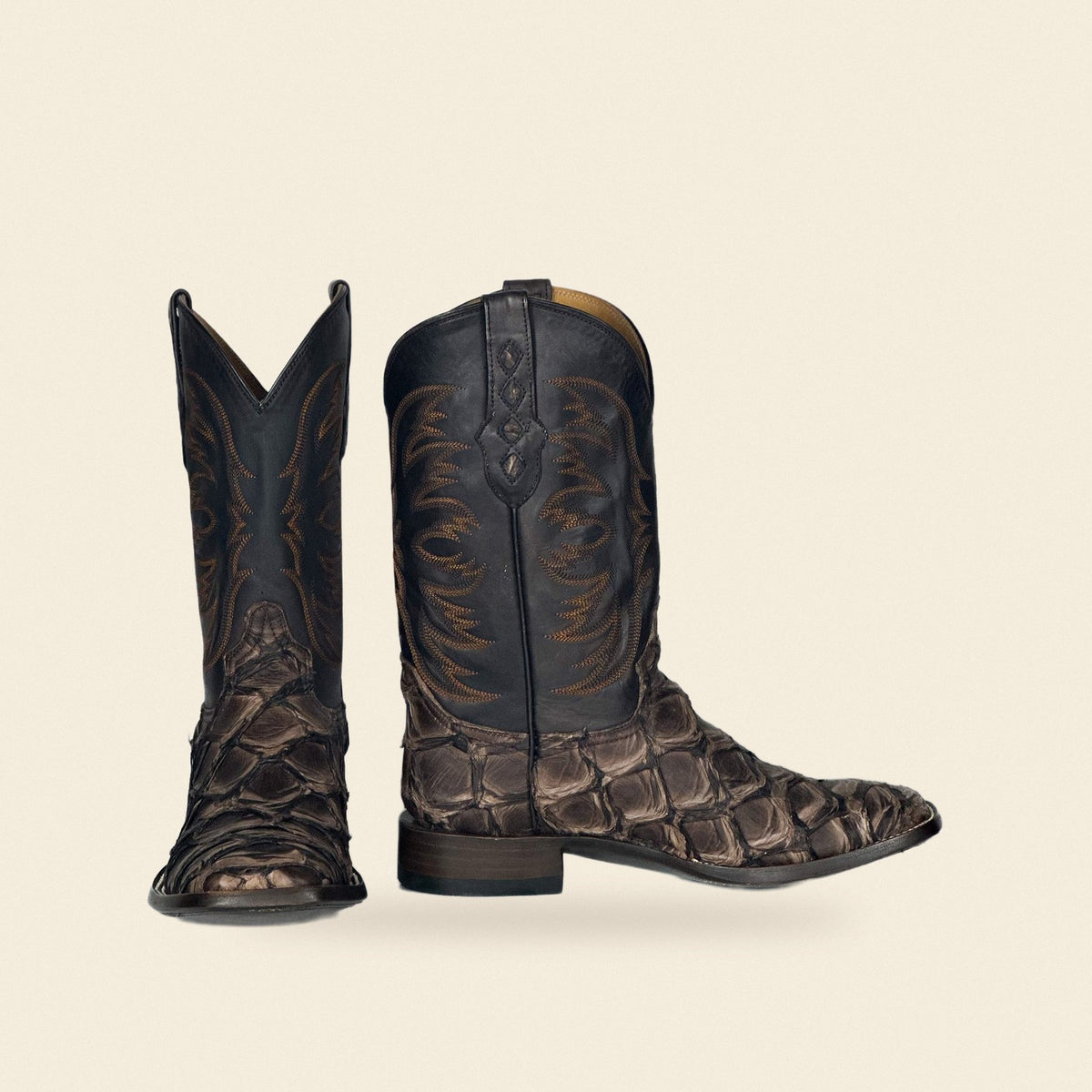 The Itasca — Fish Skin Men's Cowboy Boot, front and side view