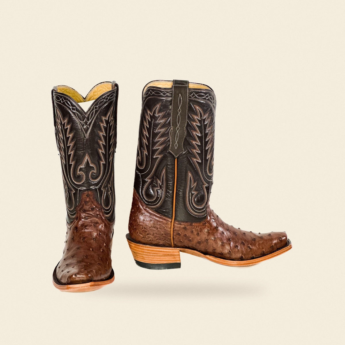 The Brady — Ostrich Men's Cowboy Boot, front and side view